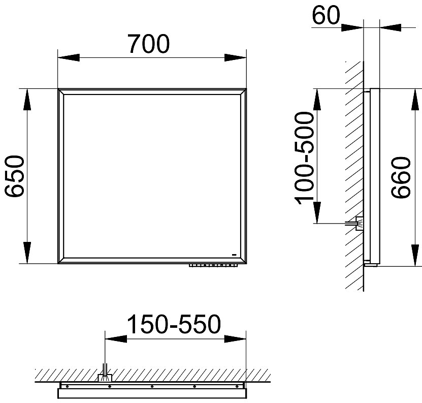 Зеркало с подсветкой Keuco Royal Lumos 700x650x60 мм 50 Вт 14597132000
