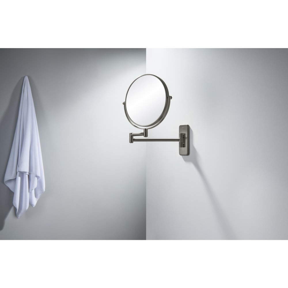 Зеркало косметическое настенное Aquanet 5x увеличение оружейная сталь AQ4911BGM