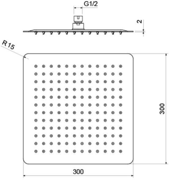 Верхний душ Aquanet AQ2074MB квадратный 300х300х2 мм матовый черный AQ2074MB