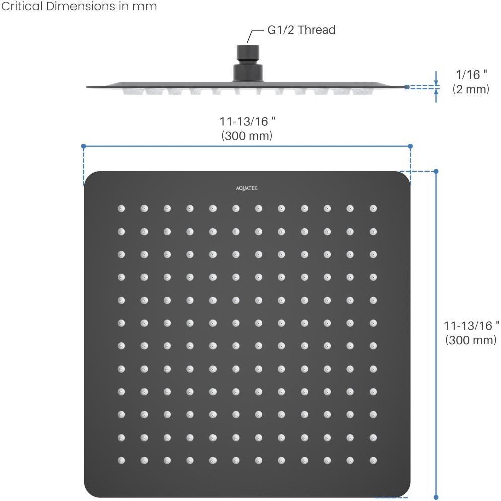 Верхний душ Aquanet AQ2074MB квадратный 300х300х2 мм матовый черный AQ2074MB