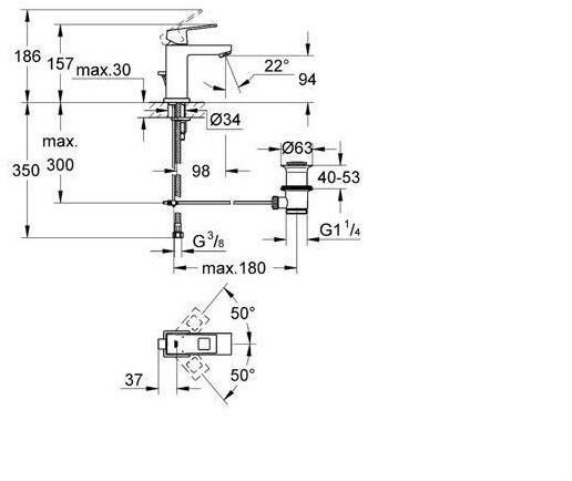 Смеситель для раковины GROHE Eurocube с донным клапаном хром 2312700E