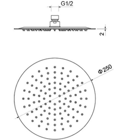 Верхний душ Aquanet AQ2073MB круглый 250х2 мм матовый черный AQ2073MB