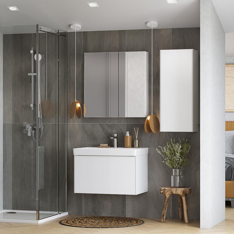 Комплект мебели для ванной Aquaton Асти 70 Белый матовый/глянец с раковиной Адриана 70 1A2630K0AX2B0