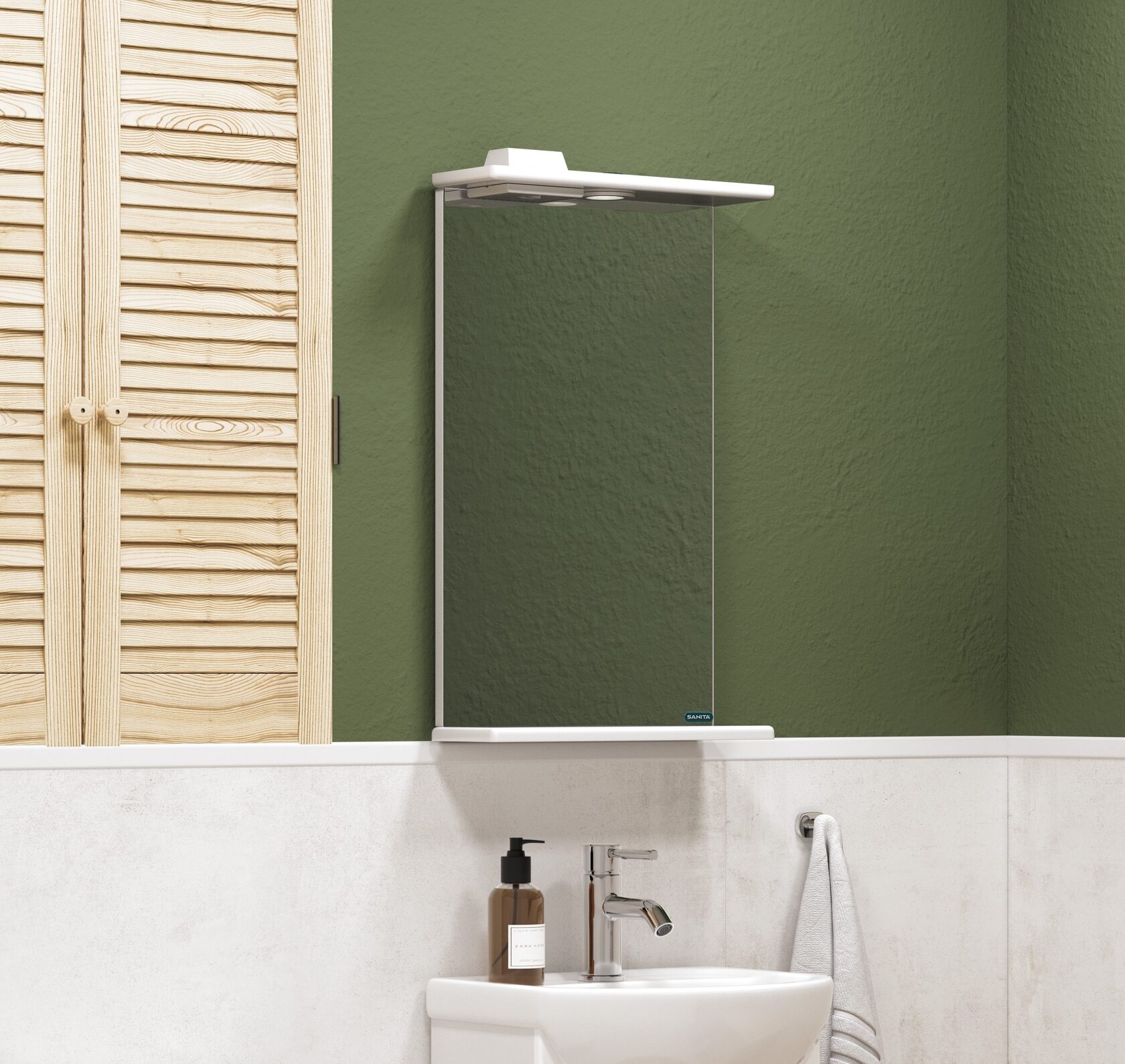 Зеркало Santek Манго 395х720х120 мм белое MNGSAMR40018W1