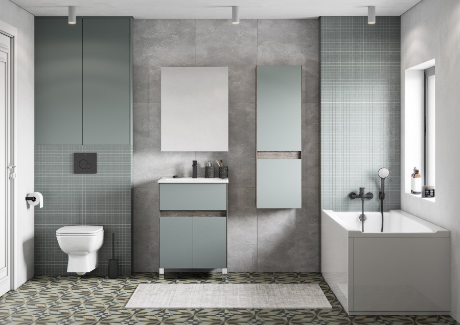 Шкаф-колонна Aquaton Форест Дуб Рошелье/Сумеречный голубой 1A278603FR9C0