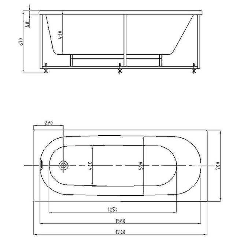 Ванна акриловая Aquatek Оберон 170 чаша OBR170-0000165