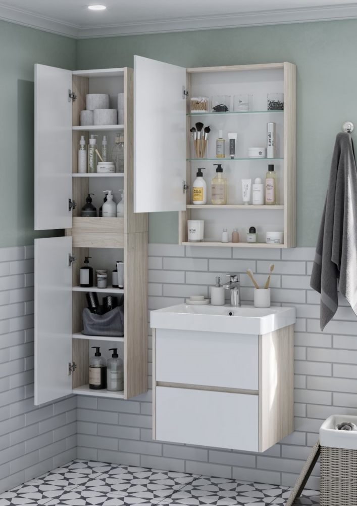 Зеркальный шкаф Aquaton Сканди 55 Белый / Дуб Верона 1A252102SDB20