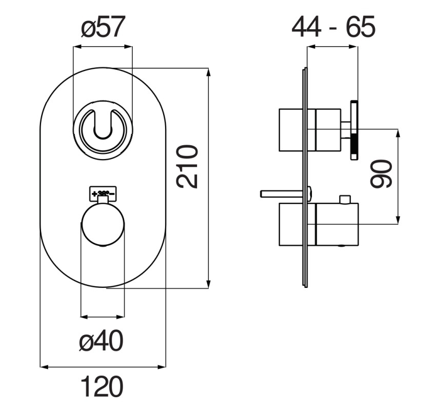 Смеситель для душа термостатический Serel SOLE внешняя часть шлифованный хром SO130101IX