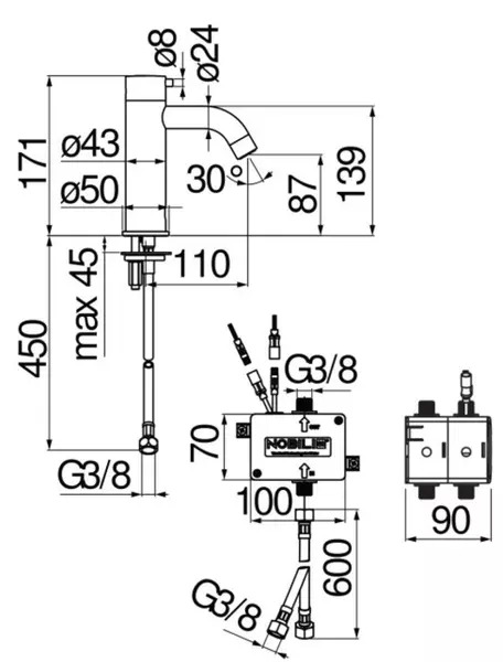 Смеситель для раковины электронный Idral LIVE IRLV00118/3CR