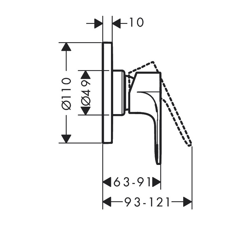 Смеситель для душа hansgrohe Rebris E внешняя часть матовый черный 72659670