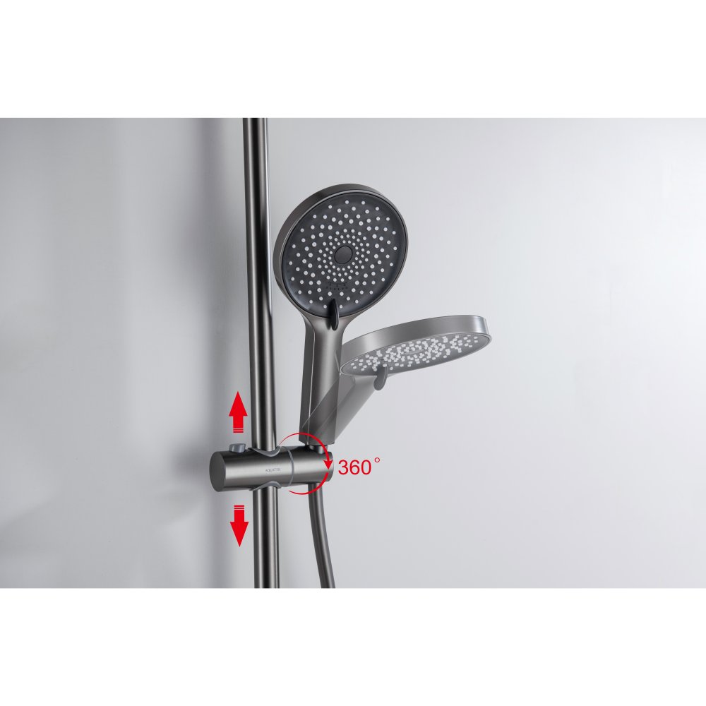Душевая система Aquanet Лугано AQ2740BGM со смесителем для ванны 255 мм оружейная сталь AQ2740BGM