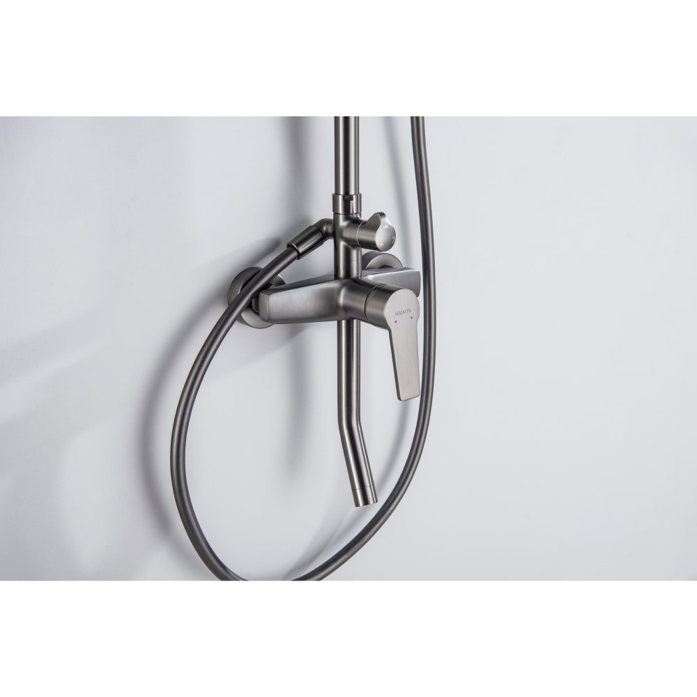 Душевая система Aquanet Лугано AQ2740BGM со смесителем для ванны 255 мм оружейная сталь AQ2740BGM