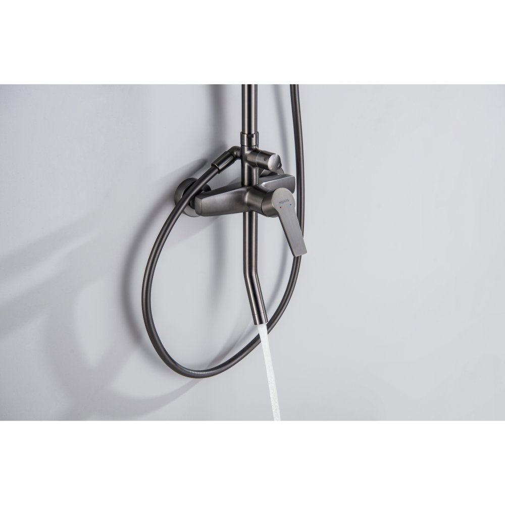 Душевая система Aquanet Лугано AQ2740BGM со смесителем для ванны 255 мм оружейная сталь AQ2740BGM