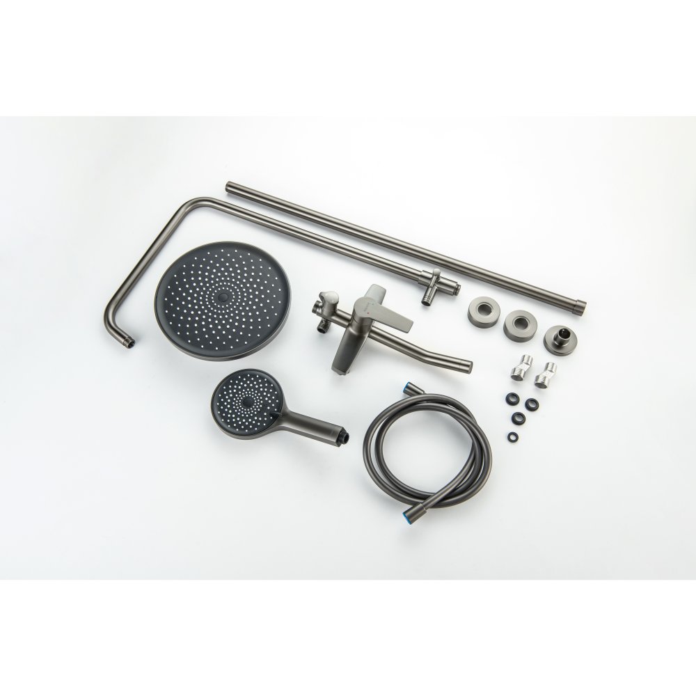Душевая система Aquanet Лугано AQ2740BGM со смесителем для ванны 255 мм оружейная сталь AQ2740BGM