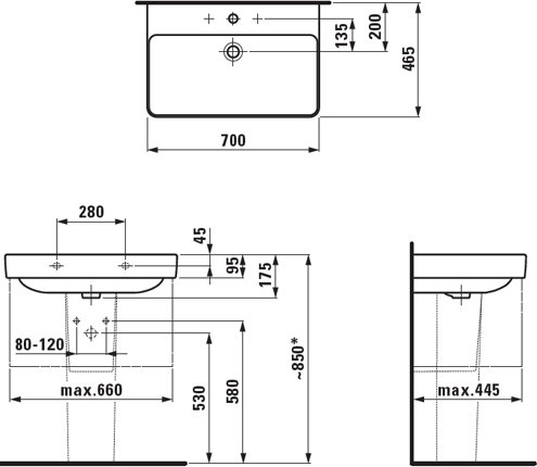Раковина Laufen Pro S 700x465 мм 8.1096.7.000.104.1