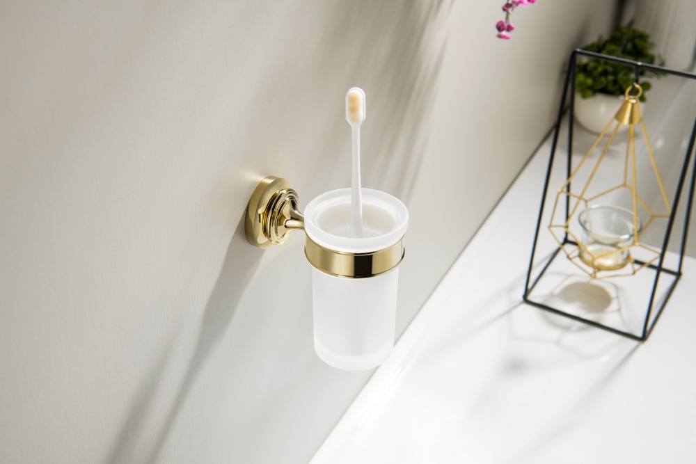 Стакан с держателем Aquanet Классик полированное золото AQ4527PG