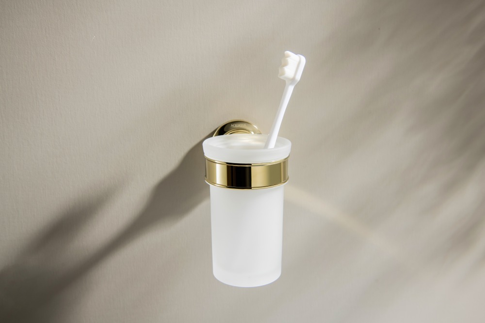 Стакан с держателем Aquanet Классик полированное золото AQ4527PG