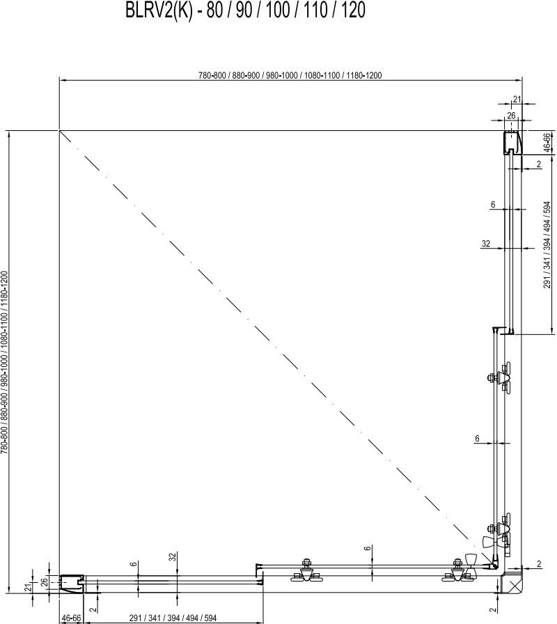 Душевая дверь RAVAK Blix BLRV2K-110 блестящий Transparent 1XVD0C00Z1