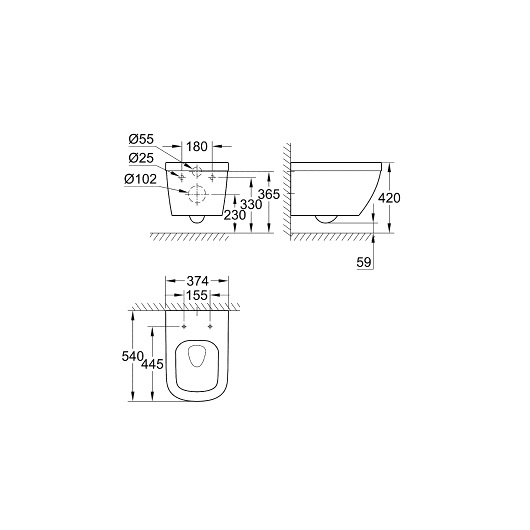 Унитаз подвесной безободковый GROHE Euro Ceramic 39328000