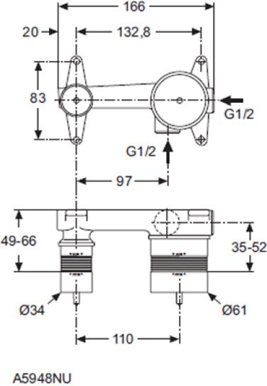 Скрытая часть смесителя для раковины Ideal Standard A5948NU