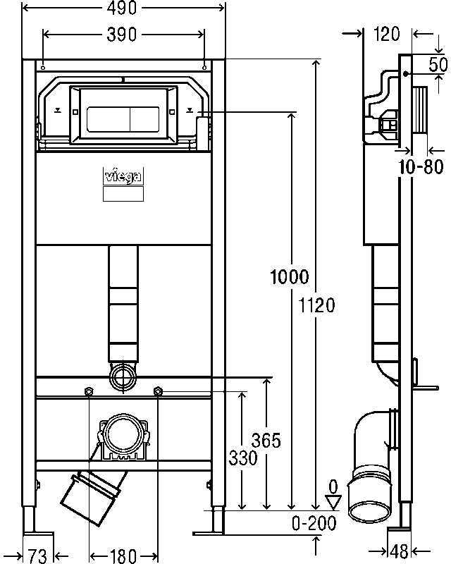 Комплект инсталляция Viega Prevista Dry 1120x490 мм крепления панель Visign for Life 5 8524.10 792824