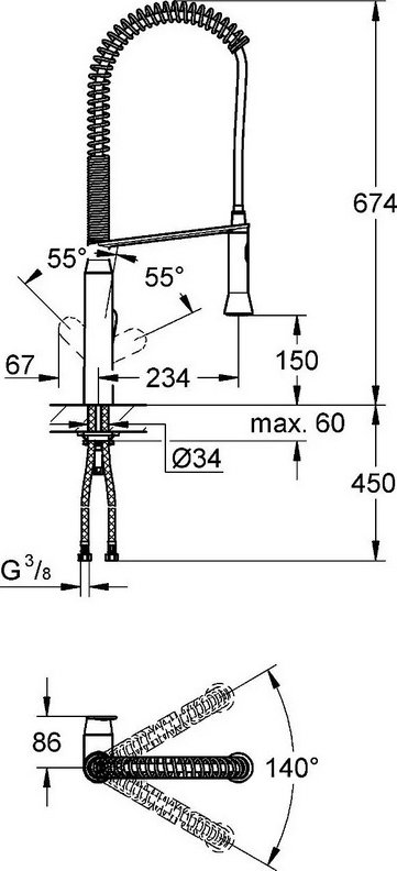 Смеситель для кухни GROHE K7 с высоким изливом хром 32950000