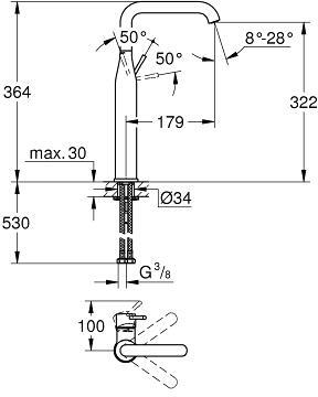 Смеситель для раковины GROHE Essence свободностоящий хром 32901001