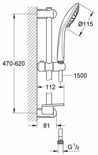 Душевой гарнитур GROHE Euphoria Duo 110 II штанга 600 мм шланг 1500 мм хром 27242001