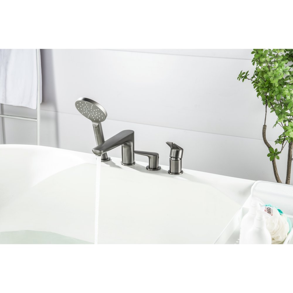 Смеситель на борт ванны Aquanet Бетта на 4 отверстия оружейная сталь AQ1148BGM