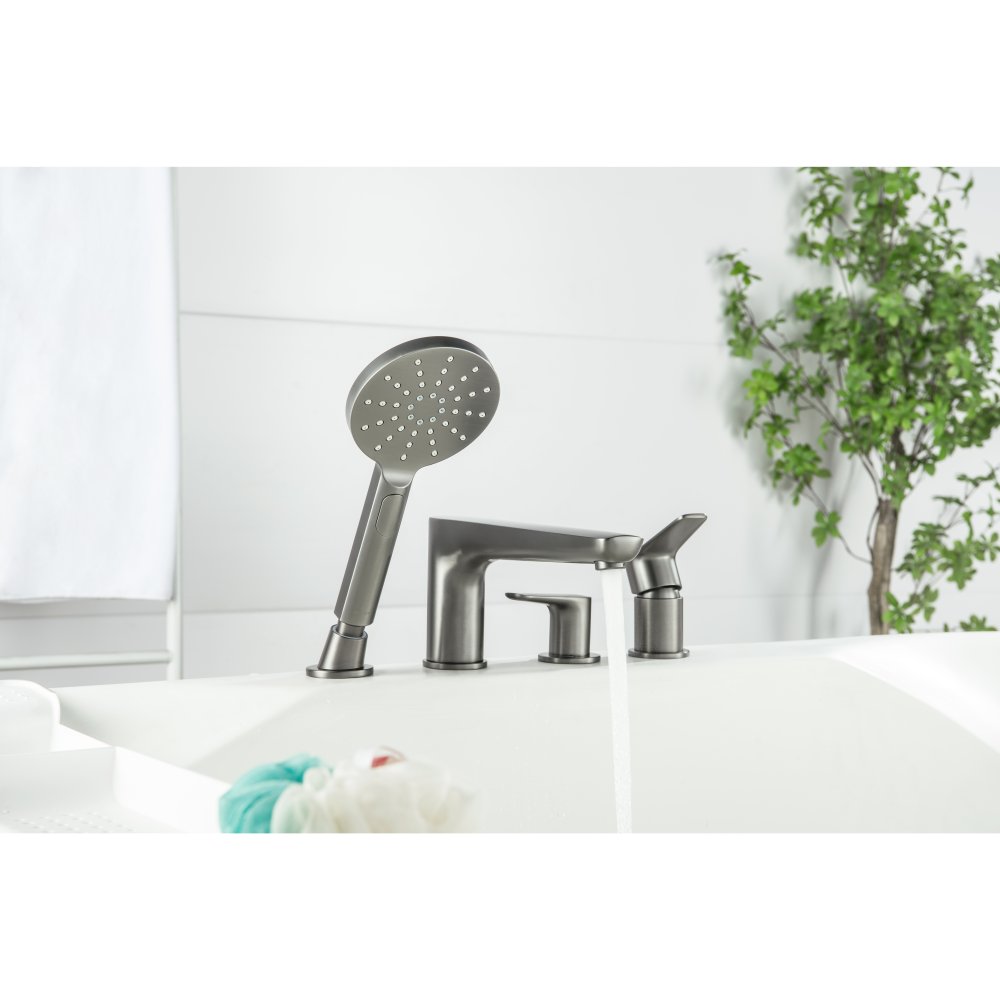 Смеситель на борт ванны Aquanet Бетта на 4 отверстия оружейная сталь AQ1148BGM