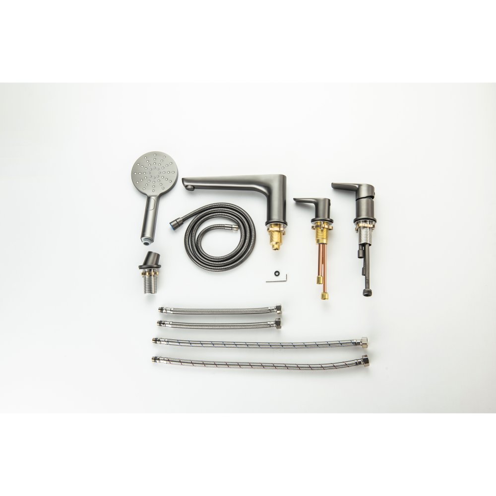 Смеситель на борт ванны Aquanet Бетта на 4 отверстия оружейная сталь AQ1148BGM