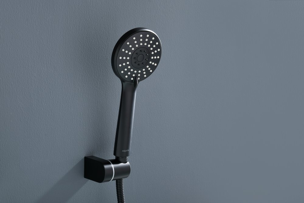 Смеситель для ванны Aquanet Европа с душевым набором 3jet матовый черный AQ1349MB