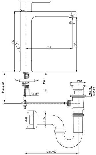 Смеситель для раковины TRES NITA 207 102188048EX