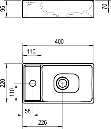 Умывальник RAVAK Veda Slim 400 400x190 мм керамический белый XJX01240000