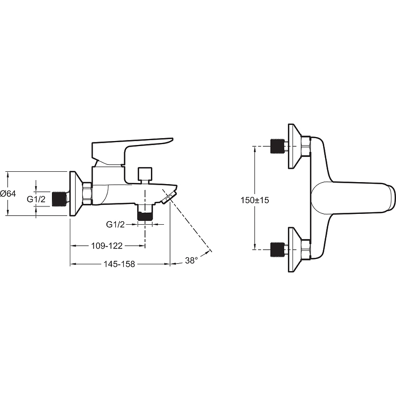 Смеситель для ванны Jacob Delafon Oscar матовый черный E29844-BL