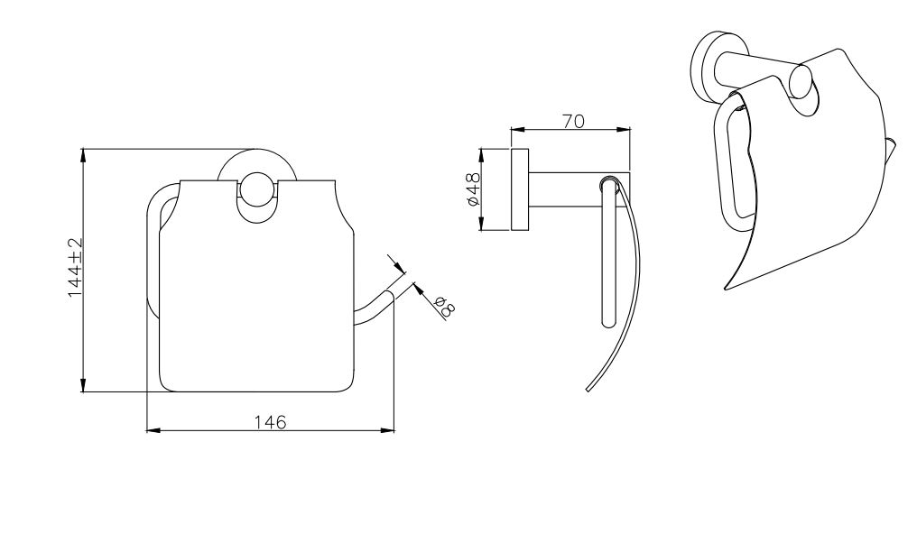 Бумагодержатель с крышкой Aquanet ВЕГА матовый черный AQ4009MB