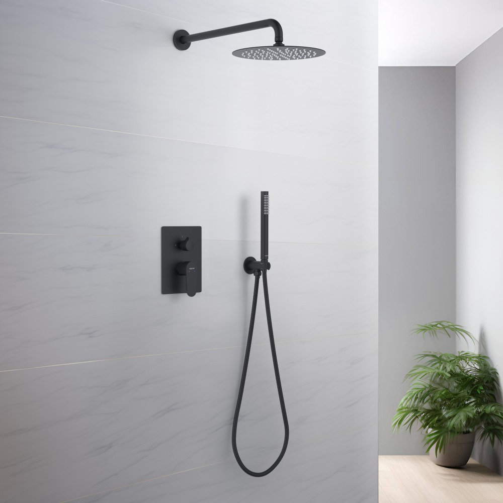 Душевой комплект 3 в 1 Aquanet Oberon 2 режима матовый черный AQ1272MB