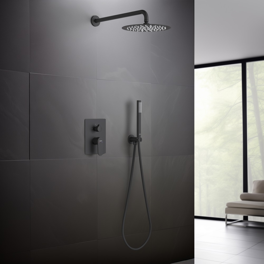 Душевой комплект 3 в 1 Aquanet Oberon 2 режима матовый черный AQ1272MB