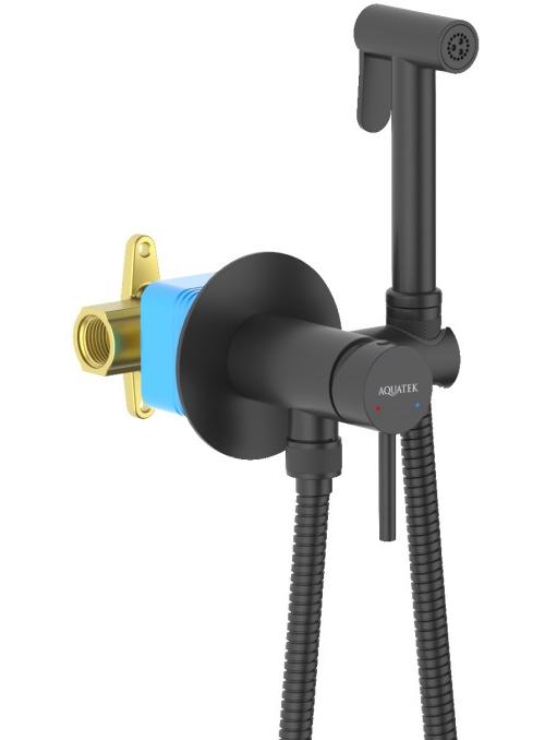 Комплект для гигиенического душа встроенный Aquatek Европа матовый черный AQ1021MB