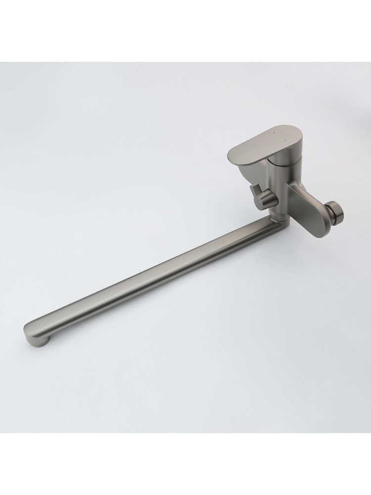 Смеситель для ванны с длинным изливом Aquanet Ника оружейная сталь AQ1842BGM