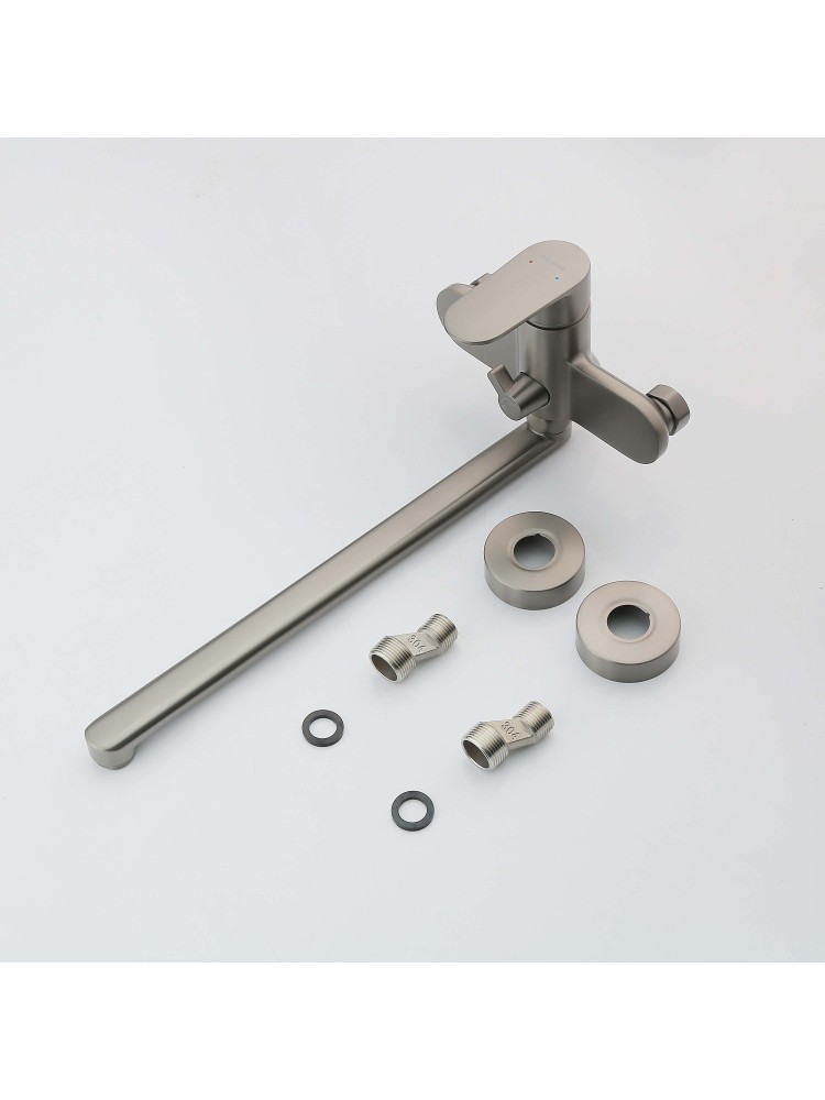 Смеситель для ванны с длинным изливом Aquanet Ника оружейная сталь AQ1842BGM