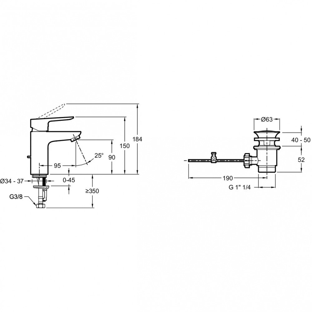 Смеситель для раковины Jacob Delafon Oscar матовый черный E29842-BL