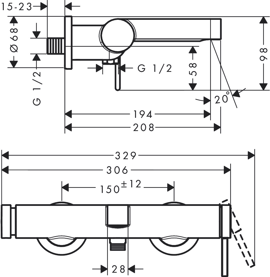 Смеситель для ванны Hansgrohe Finoris матовый белый 76420700
