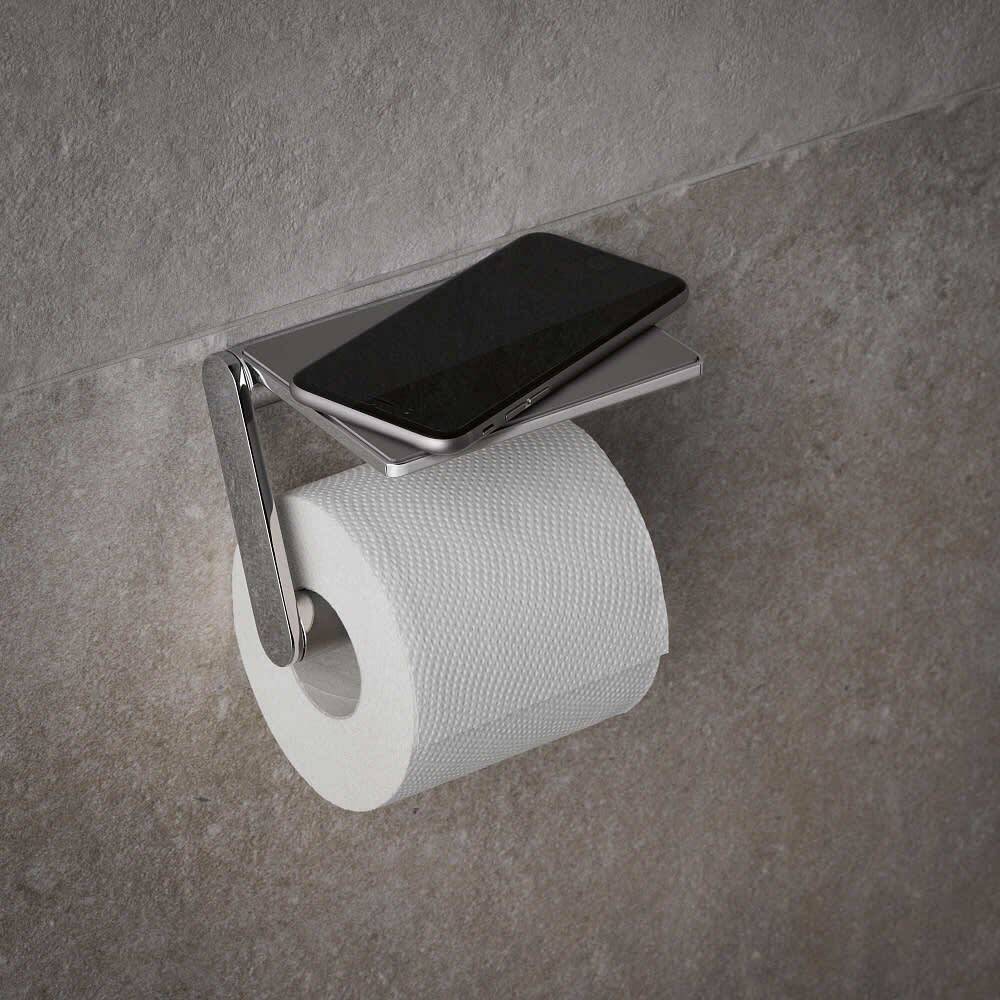 Держатель для туалетной бумаги KEUCO PLAN с полочкой хром 14973010000