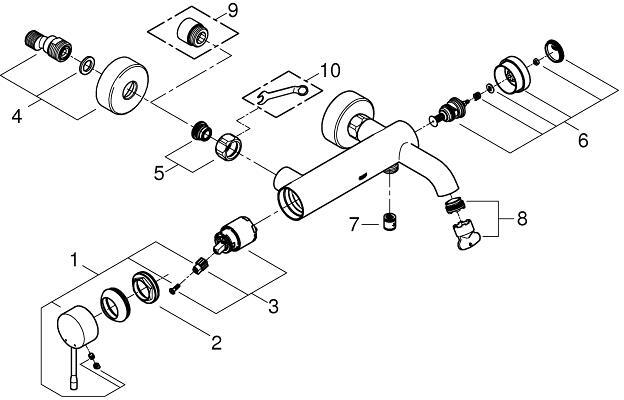 Смеситель для ванны GROHE Essence однорычажный хром 33624001