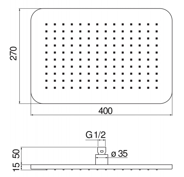 Верхний душ Rossinka AD139/133CR 40х27 см хром AD139/133CR