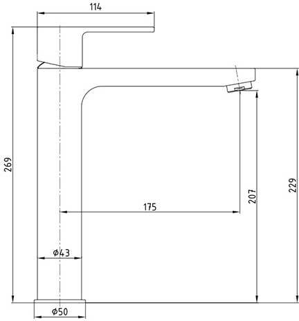 Смеситель для раковины TRES NITA 207 без донного клапана 102188035EX