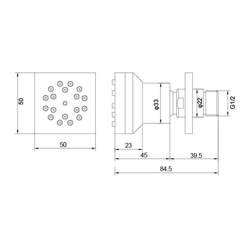 Форсунка боковая Aquanet 50x50 мм матовый черный AQ2098MB