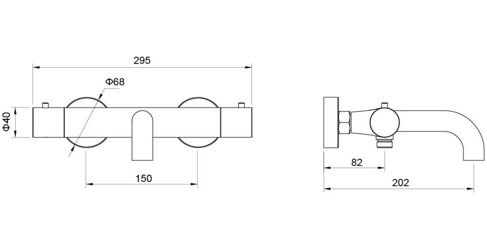 Смеситель для ванны термостатический Aquanet Европа матовый черный AQ1343MB