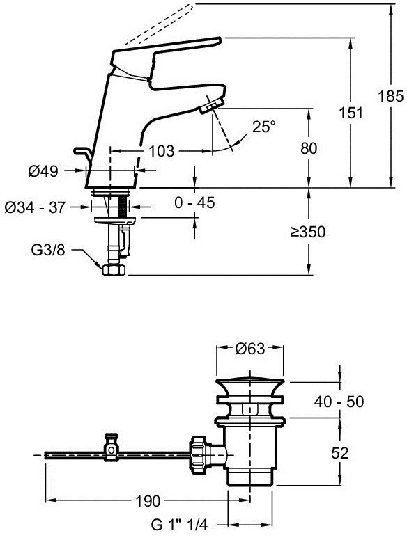 Смеситель для раковины Jacob Delafon Aime матовый черный E29869-BL